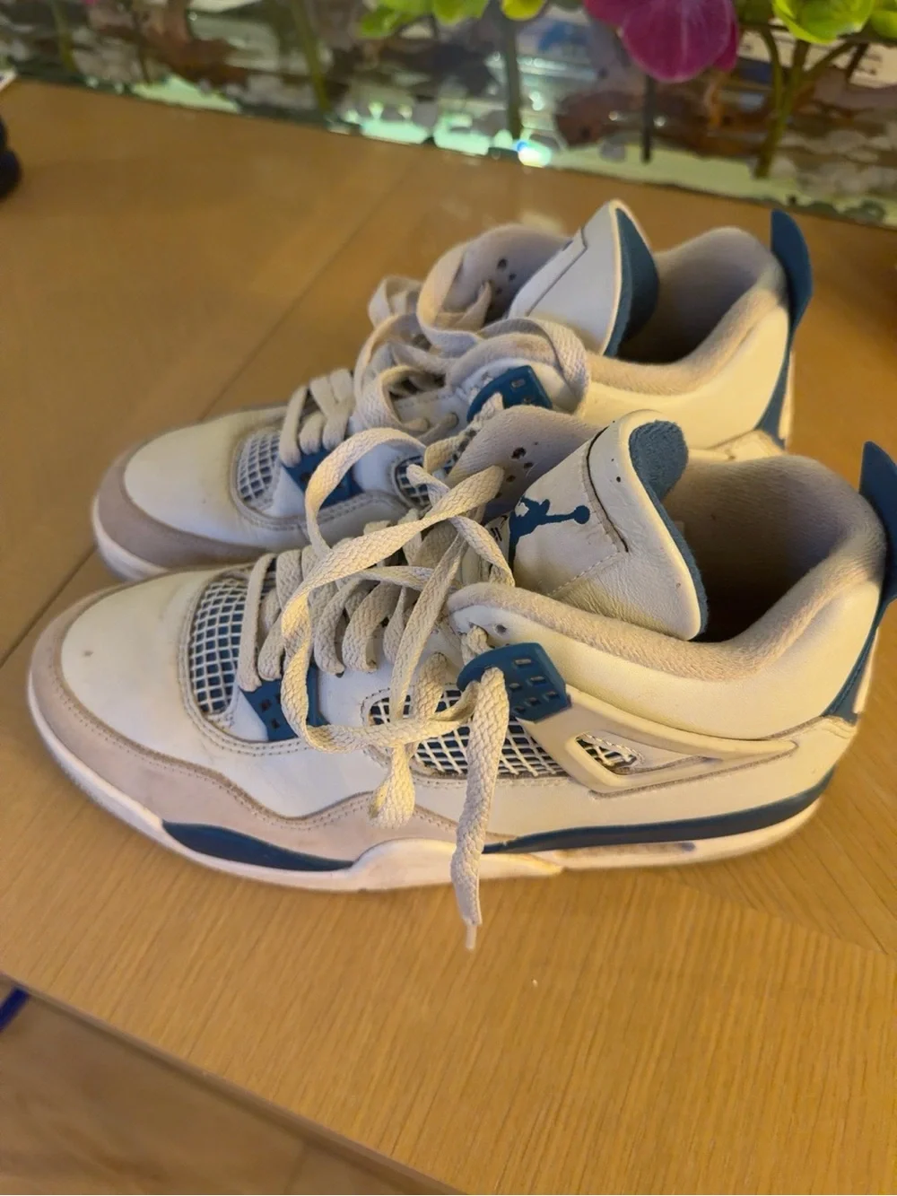 Jordan White and Teal Air Retro Basketball Sneakers
